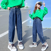 Girls' Jeans Spring and Autumn 2022 New Foreigner Boy Disguise Futures Girls Leisure Pants Children's Pants Autumn