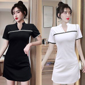 Women’s temperament slim low chest wrap hip short skirt sexy dress