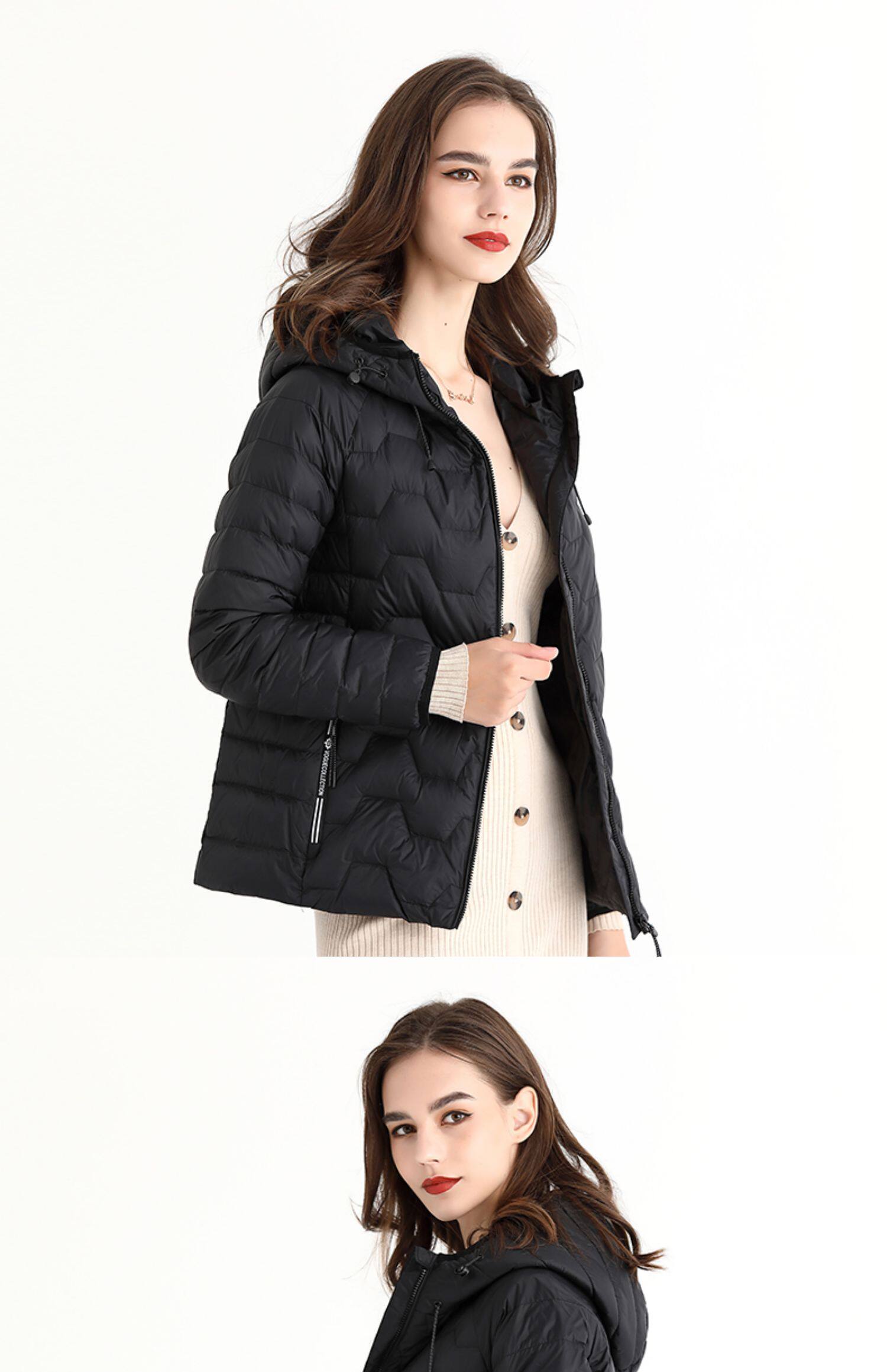 大羽羽绒服女短款2021新款时尚连帽鸭绒服冬装外套79831