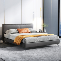 Port-style light extravaganza net red bed minimalist modern double bed 1 8 m Nordic genuine leather bed wedding bed master bedroom 2 2 m