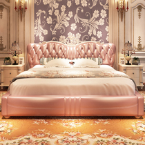 Leather Bed Wedding Bed Master Bedroom MODERN MINIMALIST EUROSTYLE LUXURY SMALL FAMILY STYLE PERSONALITY DOUBLE BED 2 m GENUINE LEATHER BED