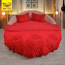 New cotton cotton four-piece round bed wedding supplies new Chinese round bed skirt U shaped quilt cover piece custom red