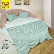 Original design round bed four-piece cotton tribute satin bed skirt pure Toner princess style lace edge bedding custom green and white