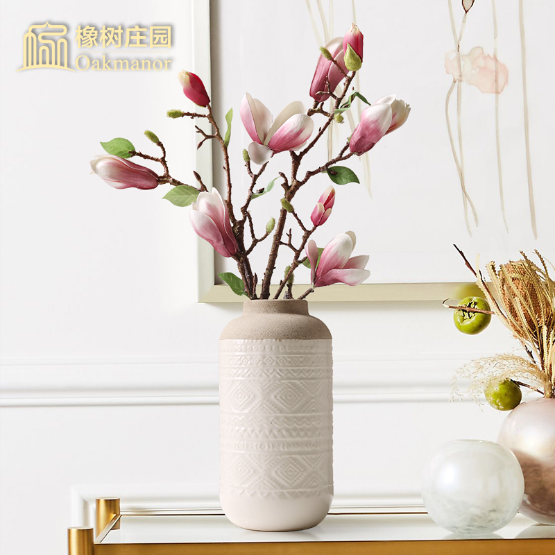 Nordic creative ceramic vase restoring ancient ways American household living room table flower arranging furnishing articles Holly dried flowers adornment flowers