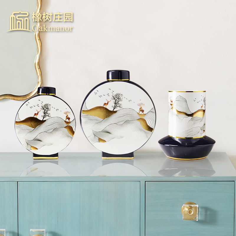 Chinese zen receive storage tank furnishing articles with cover POTS household soft adornment retro candy jar of pottery and porcelain vessels