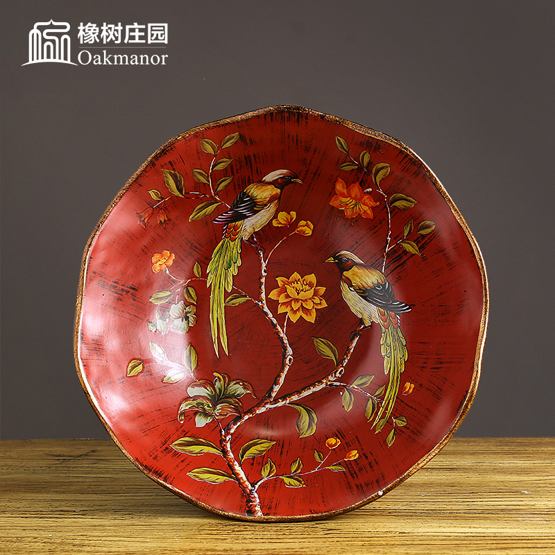 Continental red compote sitting room tea table dry fruit tray was American home furnishing articles innovative new Chinese ceramic fruit bowl