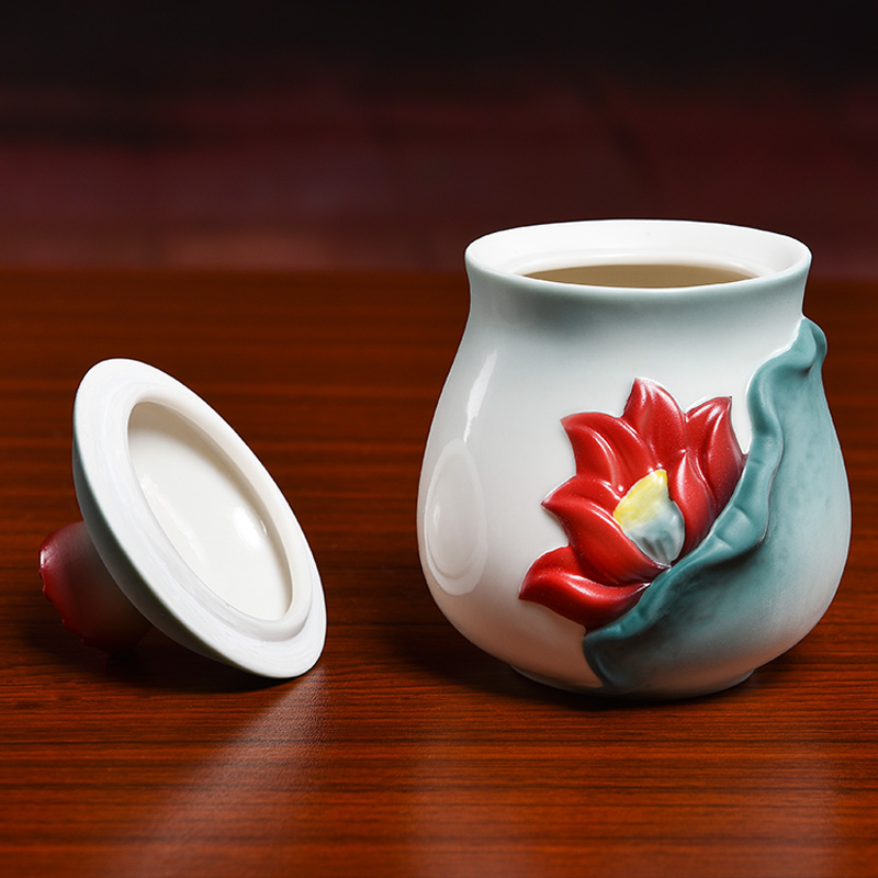 Yutang dai ceramic lotus rhyme water cup for cup water cup Buddhism Buddha with supplies dedicated buddhist temple supplies