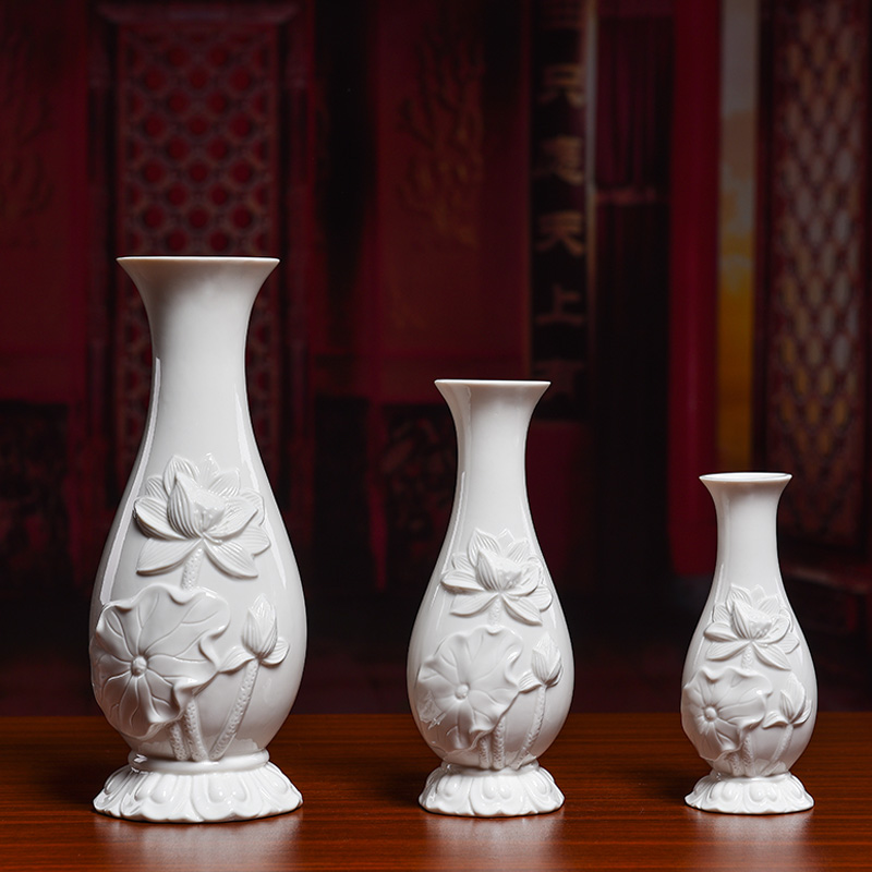 Yutang dai ceramic vase furnishing articles of new Chinese style white porcelain decorative vase.net goddess of mercy bottle a pair for Buddha