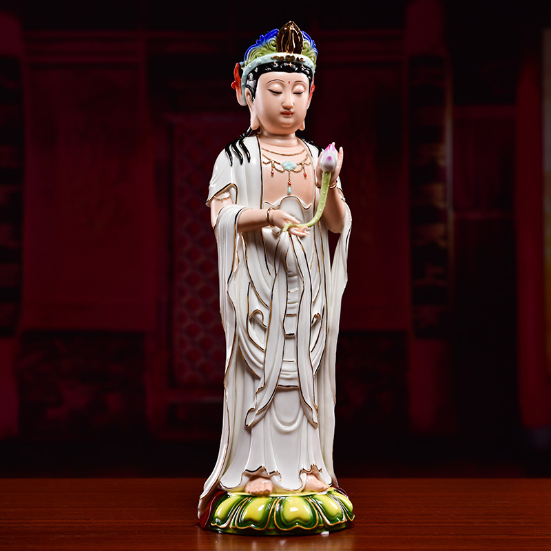 Yutang dai ceramic 16 inches west three holy Buddha household craft ornaments furnishing articles/D27-108