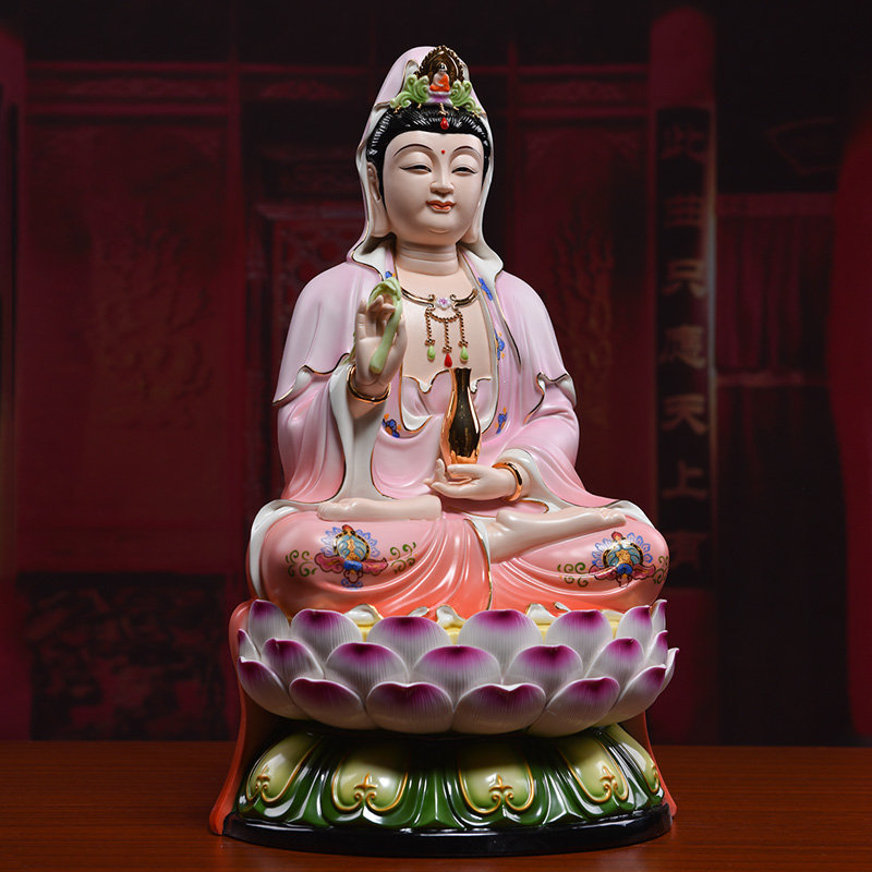 Domestic production is the shelves 】 【 guanyin bodhisattva ceramic powder coat of figure of Buddha zen flower goddess of mercy