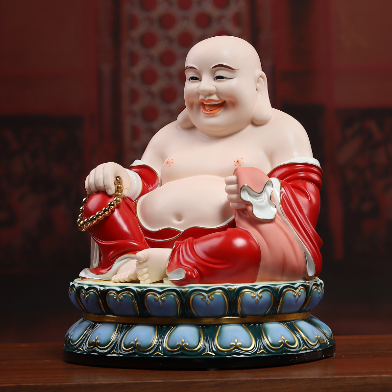 Yutang dai ceramic see colour in red bag smiling Buddha maitreya Buddha maitreya Buddha home to a bigger