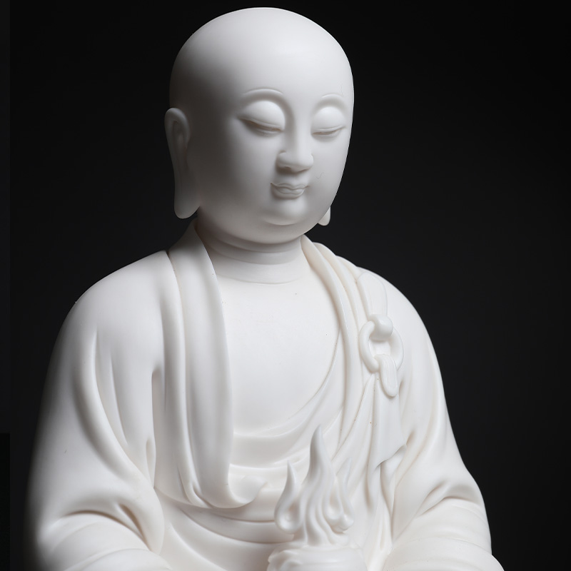 Yutang dai white porcelain master Su Youde its art collection/10 inches manually signed earth treasure bodhisattva D29-12