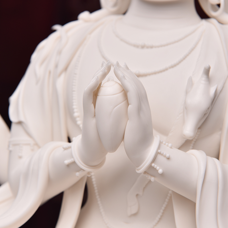 Yutang dai four arm sect Buddhism guanyin large dehua white porcelain ceramic Buddha to works of art that occupy the home furnishing articles