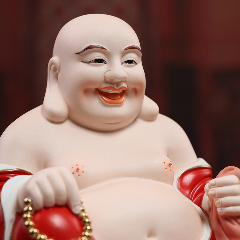 Yutang dai ceramic see colour in red bag smiling Buddha maitreya Buddha maitreya Buddha home to a bigger