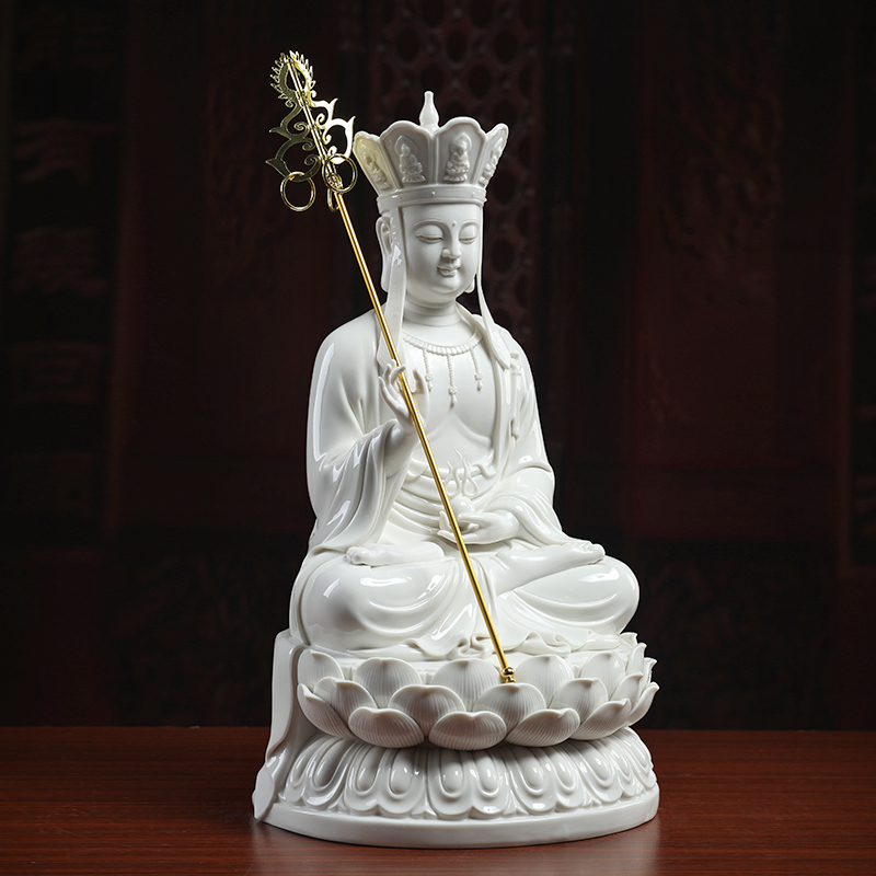 Yutang dai dehua white porcelain heart like a Buddha to occupy the home furnishing articles 16 inch earth treasure bodhisattva figure of Buddha