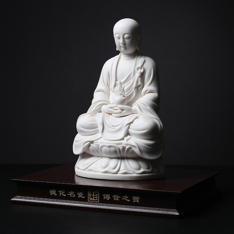 Yutang dai white porcelain master Su Youde its art collection/10 inches manually signed earth treasure bodhisattva D29-12
