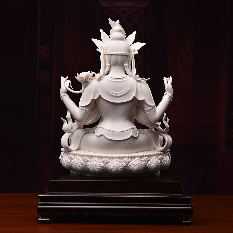 Yutang dai four arm sect Buddhism guanyin large dehua white porcelain ceramic Buddha to works of art that occupy the home furnishing articles