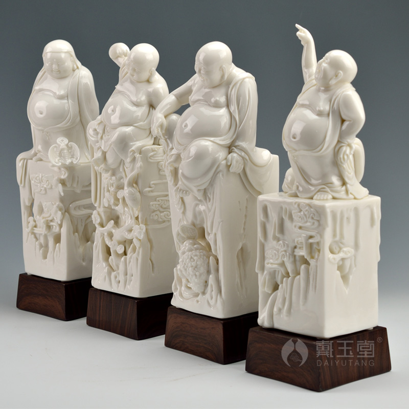 Yutang dai dehua white porcelain master Lin Jiansheng its handicraft furnishing articles/fu lu shou xi D03-188