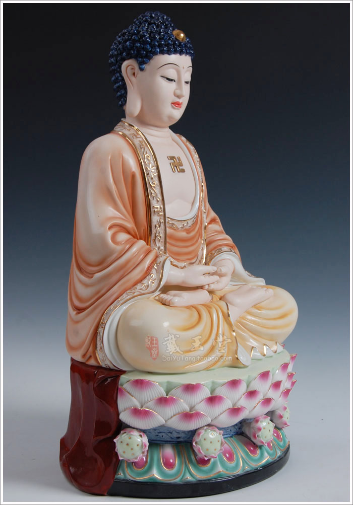 Yutang dai porcelain carving handicraft of Buddha Buddha Buddha iii Buddha sit 18 "wulian lace sanbao D03-173