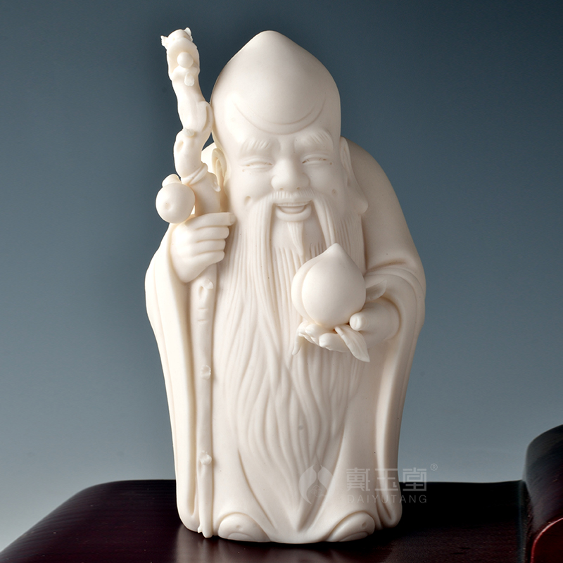 Yutang dai dehua white porcelain works porcelain carving master Su Qinghe masters 5 inches/fu lu shou samsung D29-01