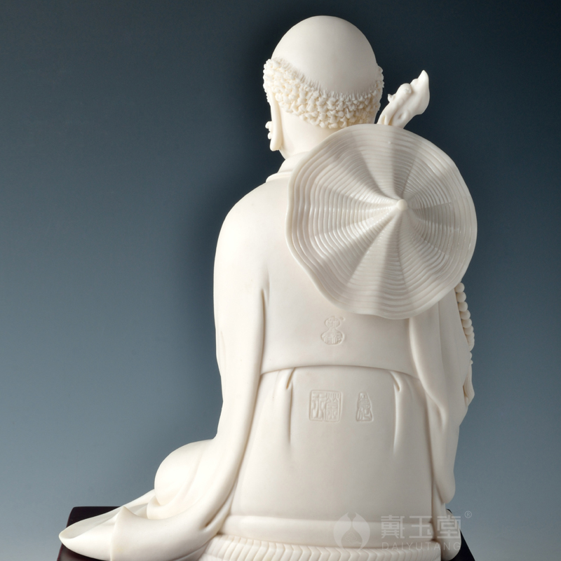 Yutang dai dehua white porcelain master Su Qinghe its art collection/sit dharma hand sign the orphan works