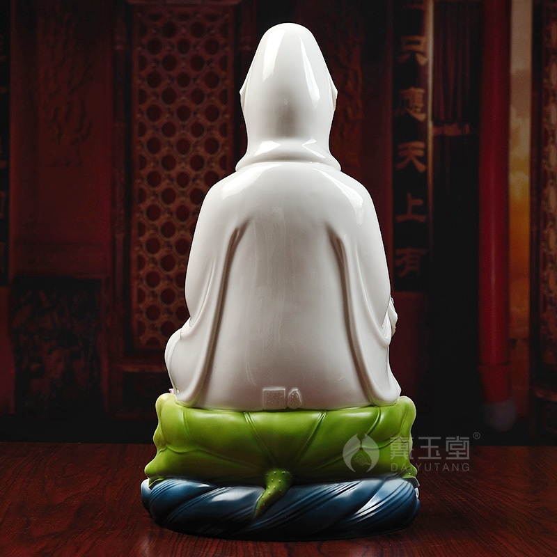 Yutang dai ceramic guanyin bodhisattva Buddha home furnishing articles 14 inches full lotus guanyin dehua ceramic arts and crafts