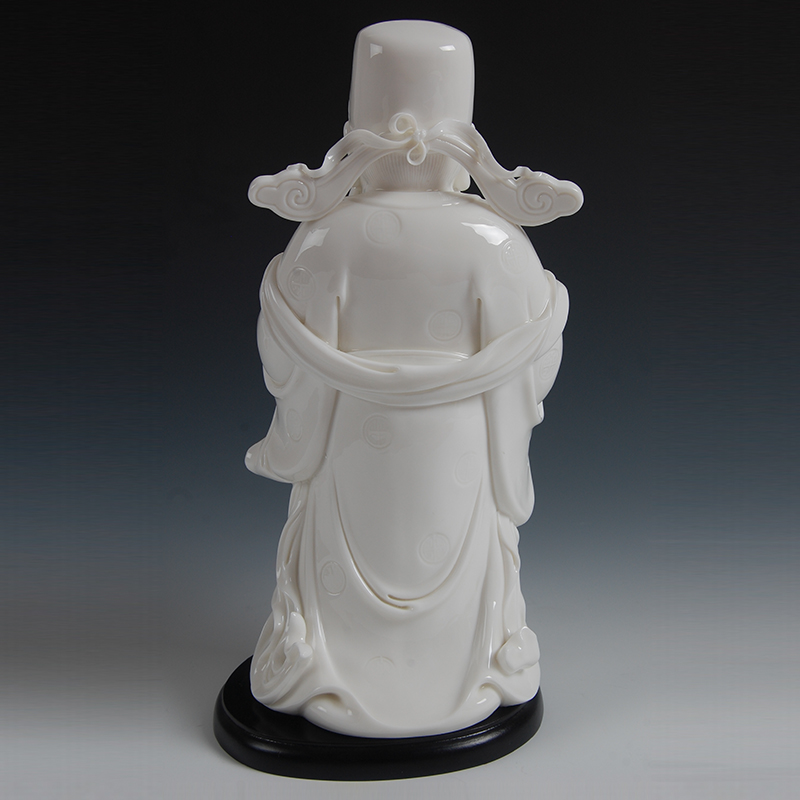 Yutang dai white marble porcelain claus gift crafts dehua white porcelain 12 inches fu lu shou samsung gods