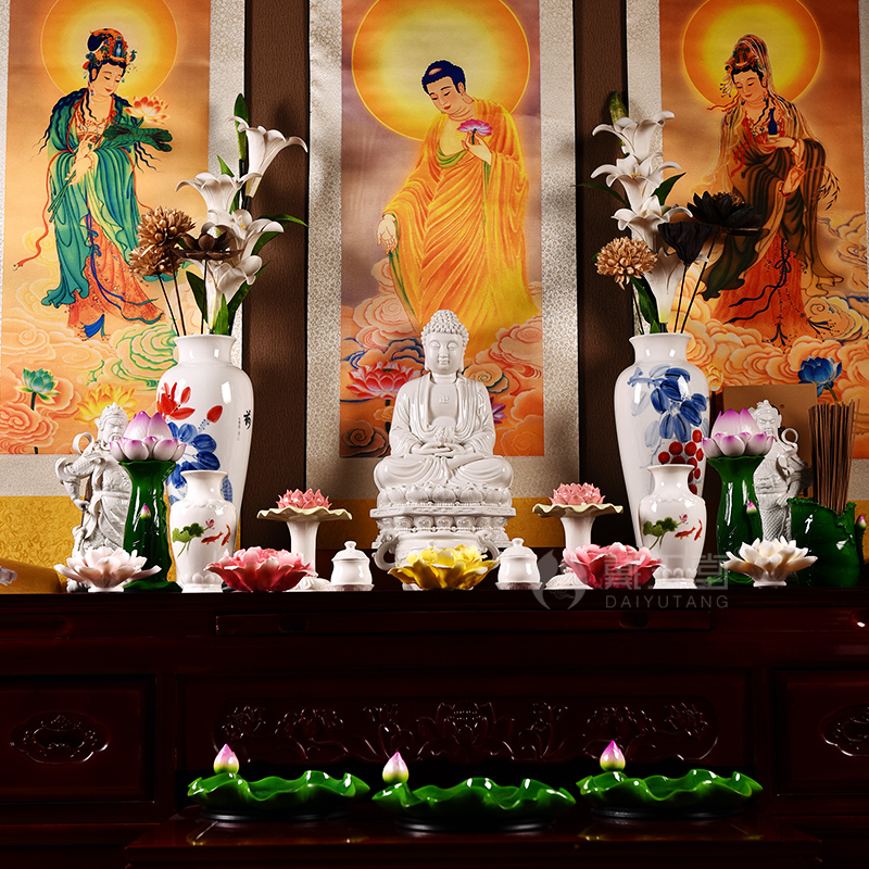 Yutang dai household flower household sweets buddhist temple Buddha Buddha before for worship supplies ceramic lotus furnishing articles