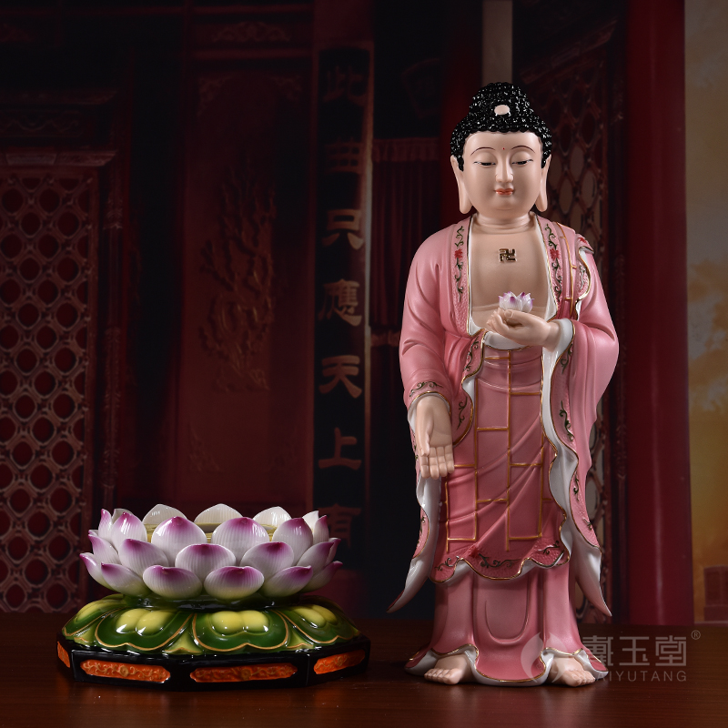 Yutang dai dehua ceramic buddhist temple consecrate Buddha handicraft furnishing articles/sitting room 23 inches full lotus three west st