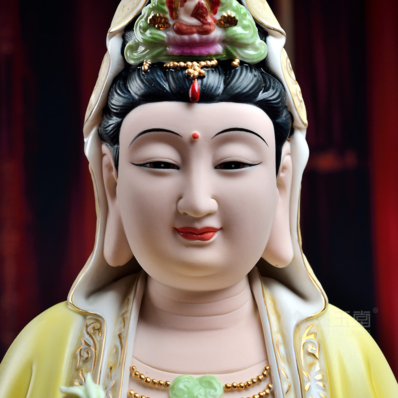 Yutang dai ceramic paint color, the goddess of mercy Buddha sitting home to 17 inch GuLian guanyin bodhisattva as furnishing articles