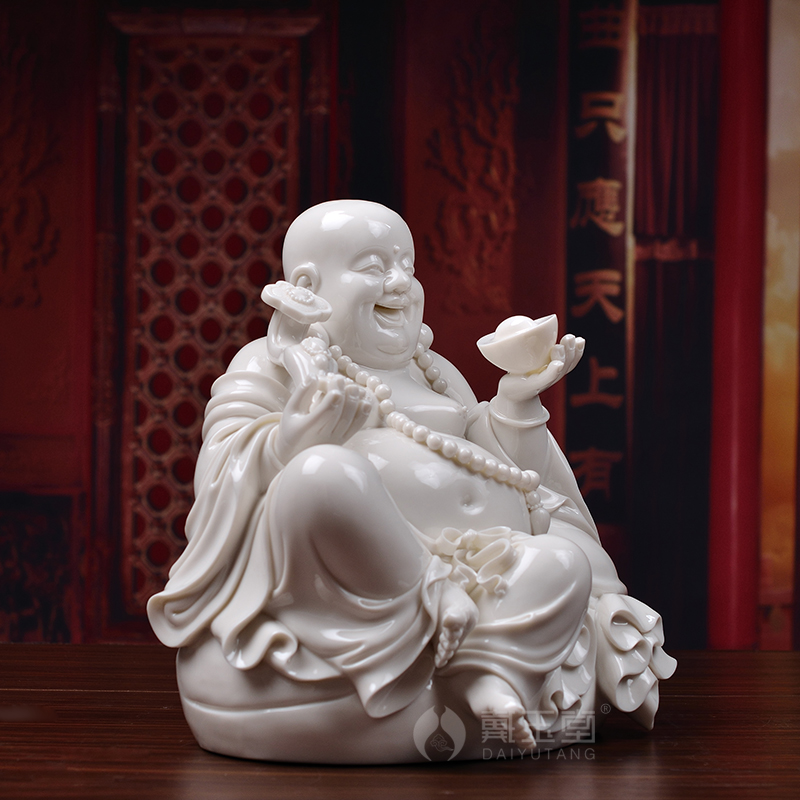 Yutang dai ceramic laughing Buddha furnishing articles dehua up with white porcelain art collection treasure home worship maitreya Buddha