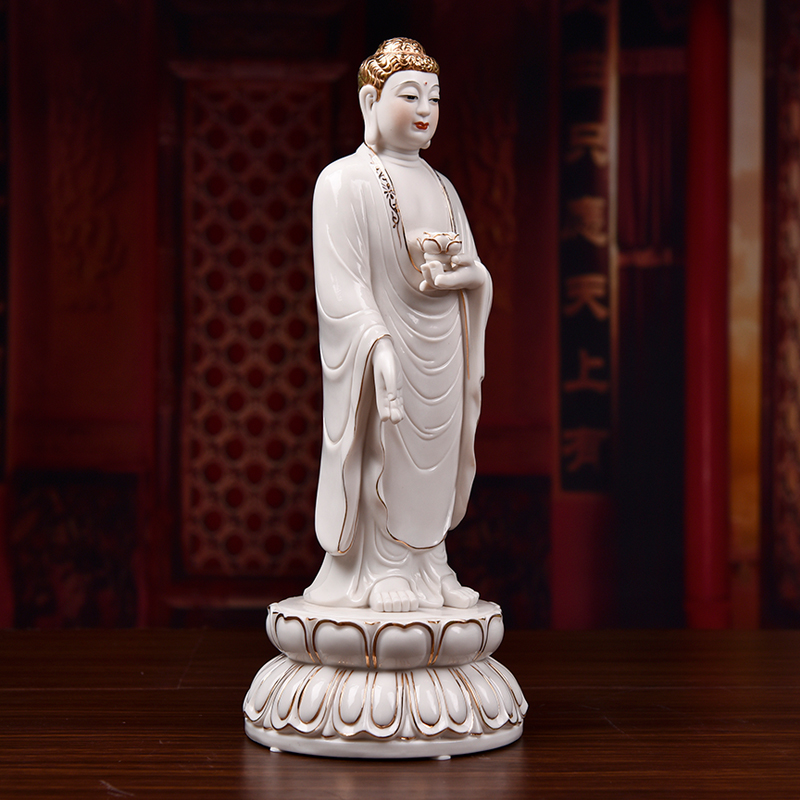 Yutang dai namo amitabha Buddha Buddha statute honors that occupy the home furnishing articles dehua white porcelain paint color