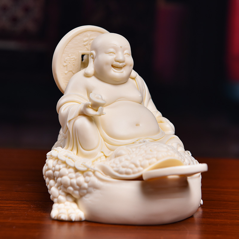 Yutang dai dehua porcelain maitreya Buddha furnishing articles study shelf decorative arts Lin Jiansheng collection