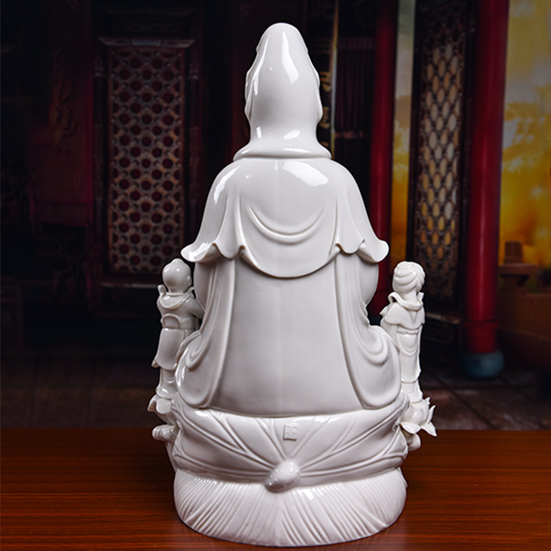 Yutang dai master Lin Jiansheng craft gift porcelain carving of Buddha is placed at the provincial level the boy worship goddess of mercy corps/D03-185