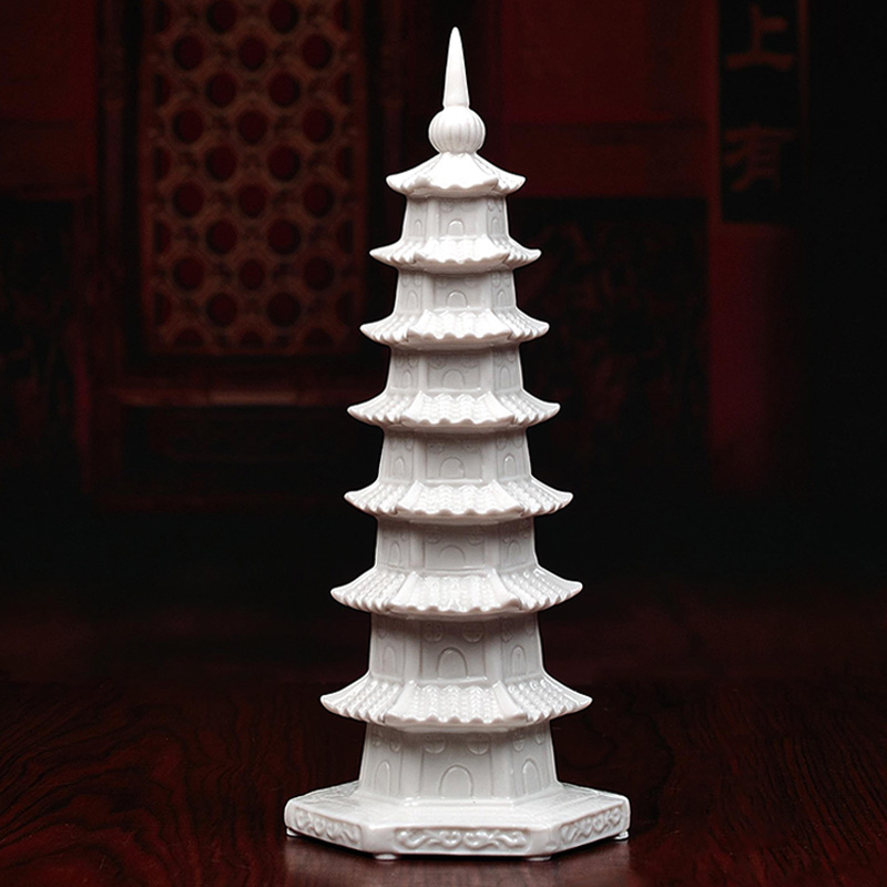 Yutang dai home furnishing articles dehua white porcelain ceramic layer 7 wenchang tower office study academic decorations in the college entrance examination