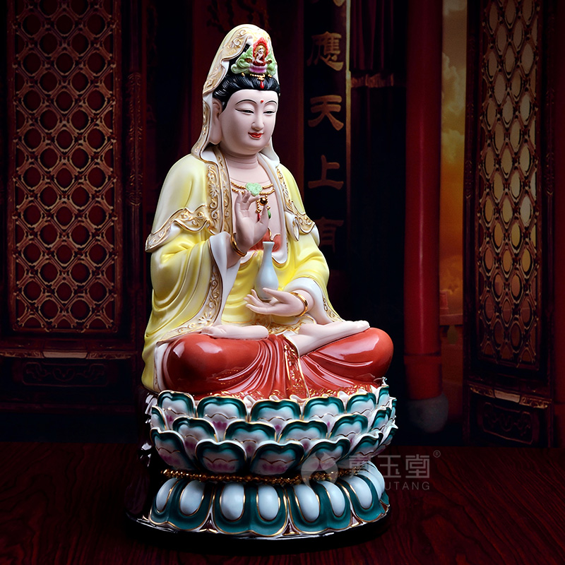 Yutang dai ceramic paint color, the goddess of mercy Buddha sitting home to 17 inch GuLian guanyin bodhisattva as furnishing articles