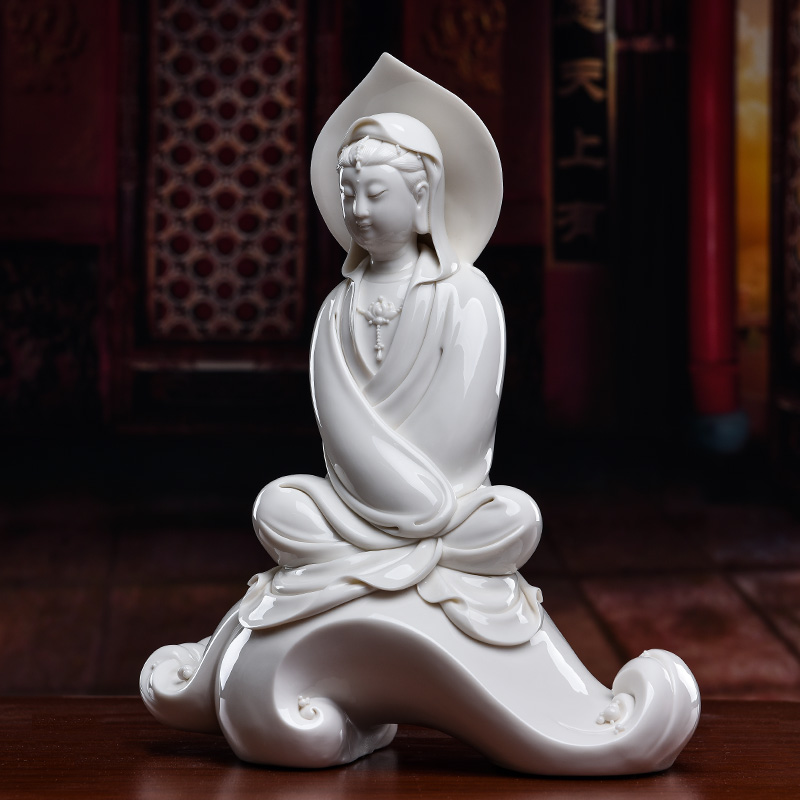 Jian - pin Lin yutang dai dehua white porcelain guanyin Buddha furnishing articles 13 inches meditation guanyin purdue liberation/D26-33