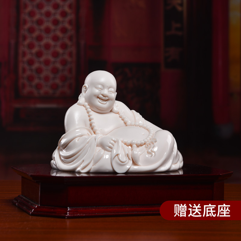 Yutang dai Lin Jiansheng master design gifts to dehua white porcelain art/child red comfortable maitreya