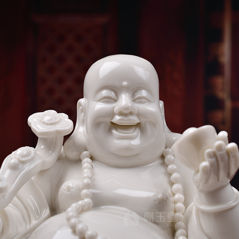 Yutang dai ceramic laughing Buddha furnishing articles dehua up with white porcelain art collection treasure home worship maitreya Buddha