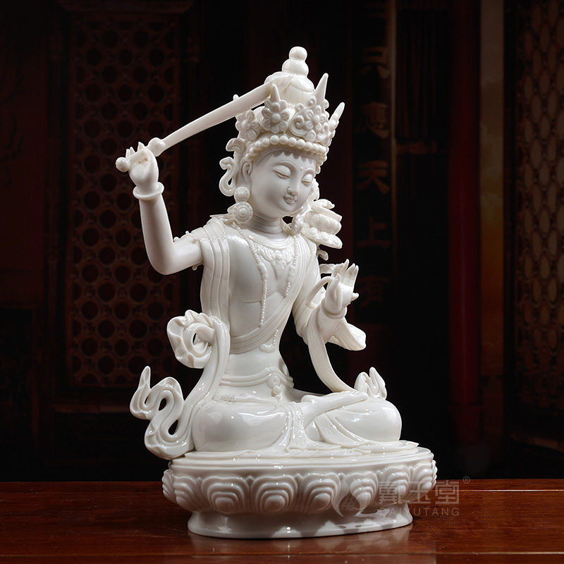 Yutang dai dehua white porcelain figure of Buddha of sect Buddhism its handicraft furnishing articles manjushri like at home