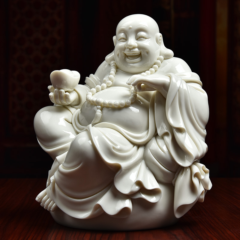 Yutang dai desktop furnishing articles dehua white porcelain ceramic sitting room office laughing Buddha maitreya D20-23/cloth bag