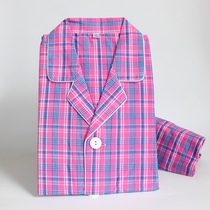 Autumn new cotton pajamas ladies long sleeve plaid students Korean woven cotton old coarse cloth home clothing set