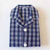 Cotton pajamas mens long sleeves spring and autumn cotton old coarse cloth Plaid home suit suit loose Korean version of non-Pilling