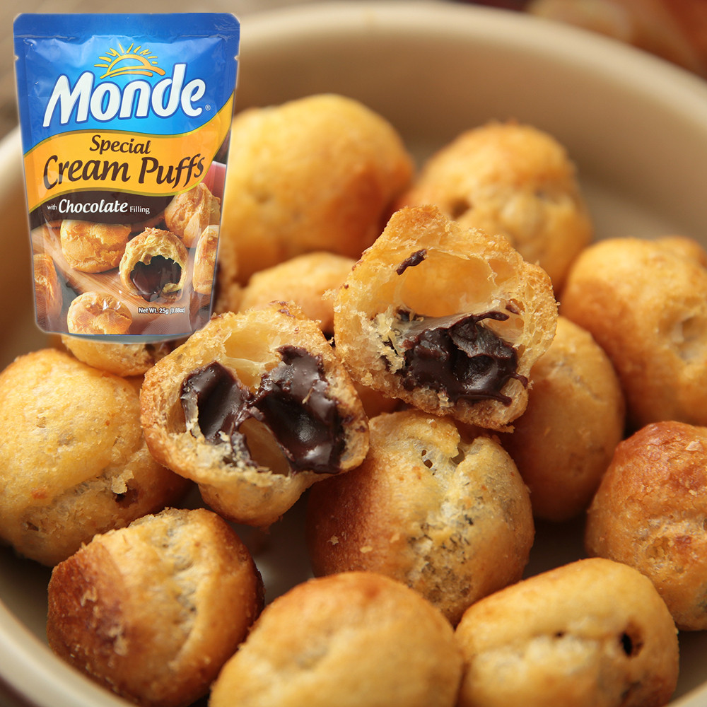 现货 菲律宾进口零食 monde摩德榛子巧克力夹心泡芙 新口味好吃_7折