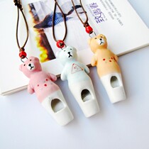 Clearance new cute bear can blow ceramic whistle necklace pendant female student best friend gift jewelry