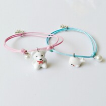 Simple cute anime cartoon doll girl bracelet student gift Jingdezhen ceramic trinkets