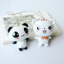 Cute cartoon Kitty cat bag pendant ornaments female Korean creative left ceramic doll jewelry gift