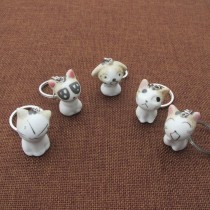 New Cute ceramic fuss cat Kitty Korean doll pendant expression keychain ceramic jewelry