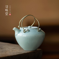 Shadow Qinghai double - ear bronze - wire tightly tight pot |Japanese ceramic teapot opened ceramic teapot household kung fu tea set