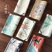 New Chinese painted tablecloth tea towel|rectangular water absorption dry tea table can not drop the hair Zen tablecloth tea ceremony accessories